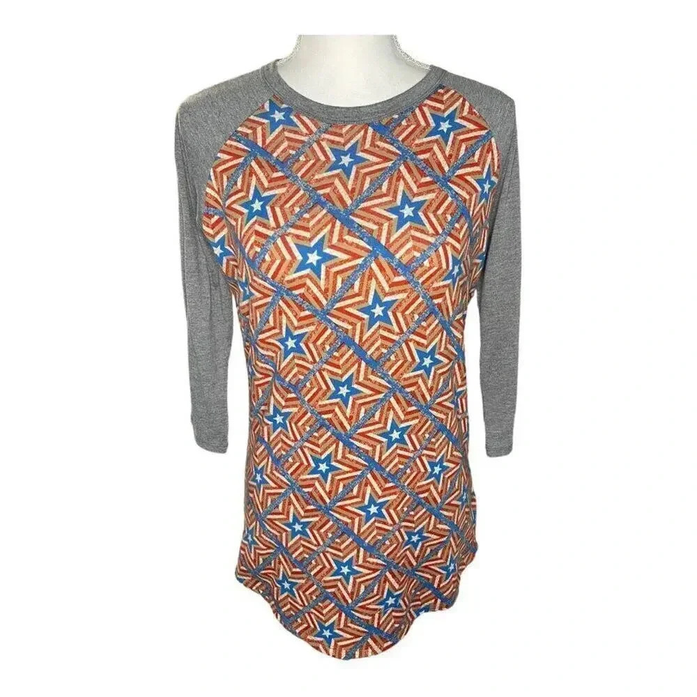 Lularoe Women’s XS Gray Randy With Red White‎ & Blue Patriotic Design